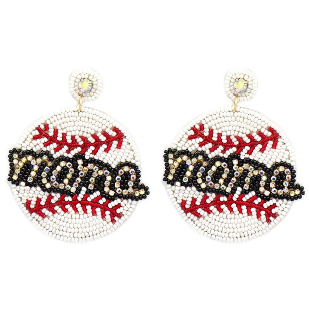 Baseball Mama Seed Bead Post Earring